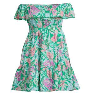 Terra & Sky Off The Shoulder Dress - Tropical Summer Orchid Bloom